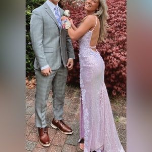 Jovani 1012 Floral Appliques Backless Prom Dress Ice Pink